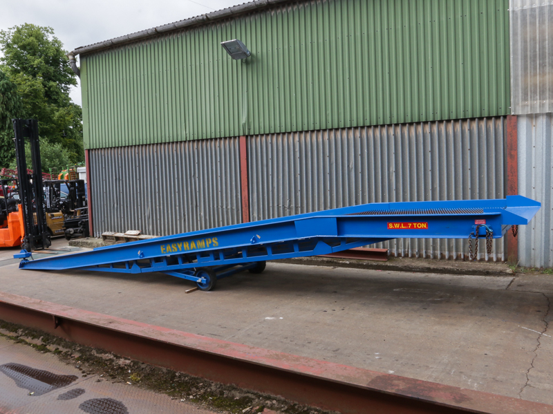 blue loading ramp on the industrial yard