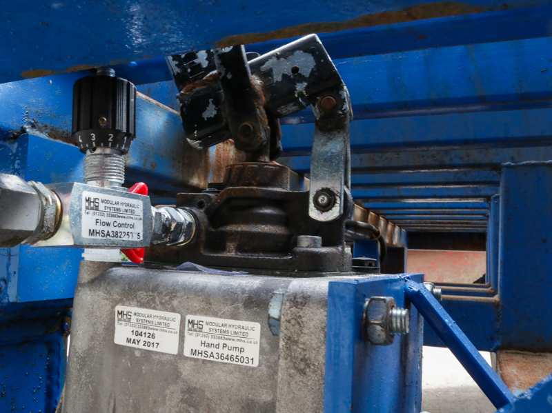 close-up on the hydraulic pump